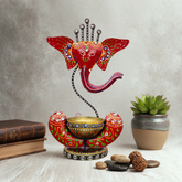 Ganesha Candle Holder in Red