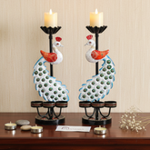 Peacock Candle Holder Set of 2