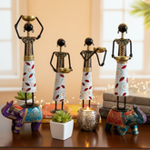 Iron Figurine Tagari Doll Tea Light Candle Holder Set of 4