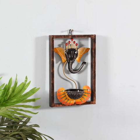 Yellow Ganesha Tea Light Candle Holder