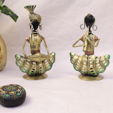 Antique Couple Musician Tea Light