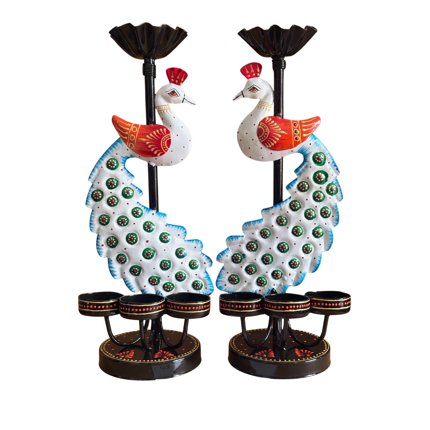 Peacock Candle Holder Set of 2