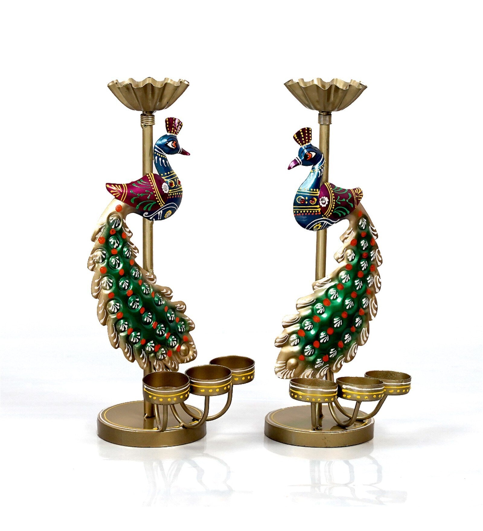 Peacock Candle Holder Set of 2