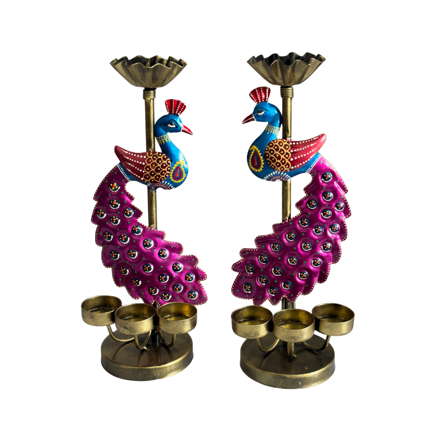 Peacock Candle Holder Set of 2