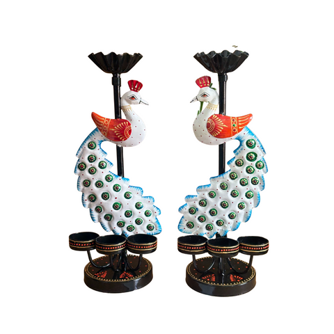 Peacock Candle Holder Set of 2