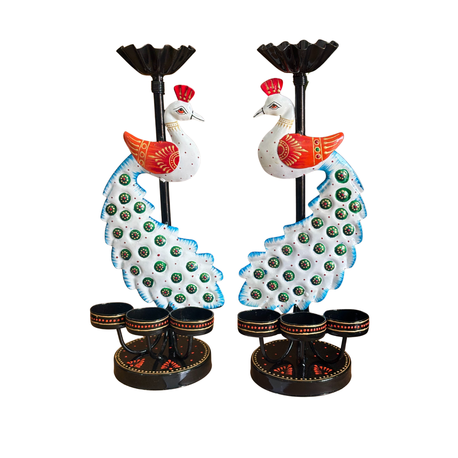Peacock Candle Holder Set of 2