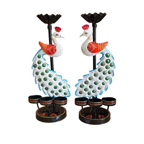 Peacock Candle Holder Set of 2