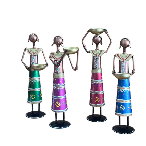 Iron Figurine Tagari Doll Candle Holder Set of 4