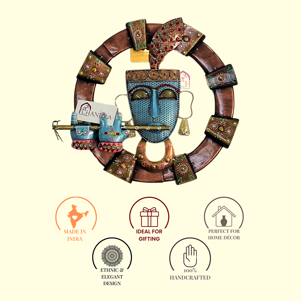 Classic Krishna in Circle Wall Art