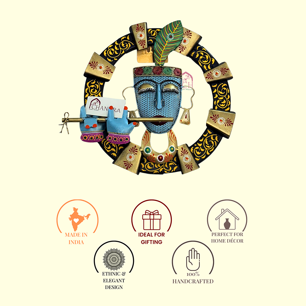 Classic Krishna in Circle Wall Art